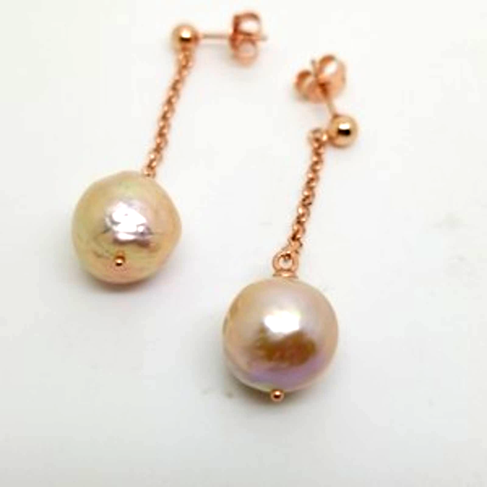 New Kasumiga Drop Dangle Pink 11-12mm Baroque Pearl Earring 18kp Ss 188$